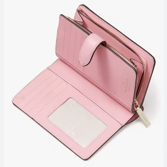 ♠️Kate Spade Leila Medium Compact Bifold Wallet, Bright Carnation Pink NWT